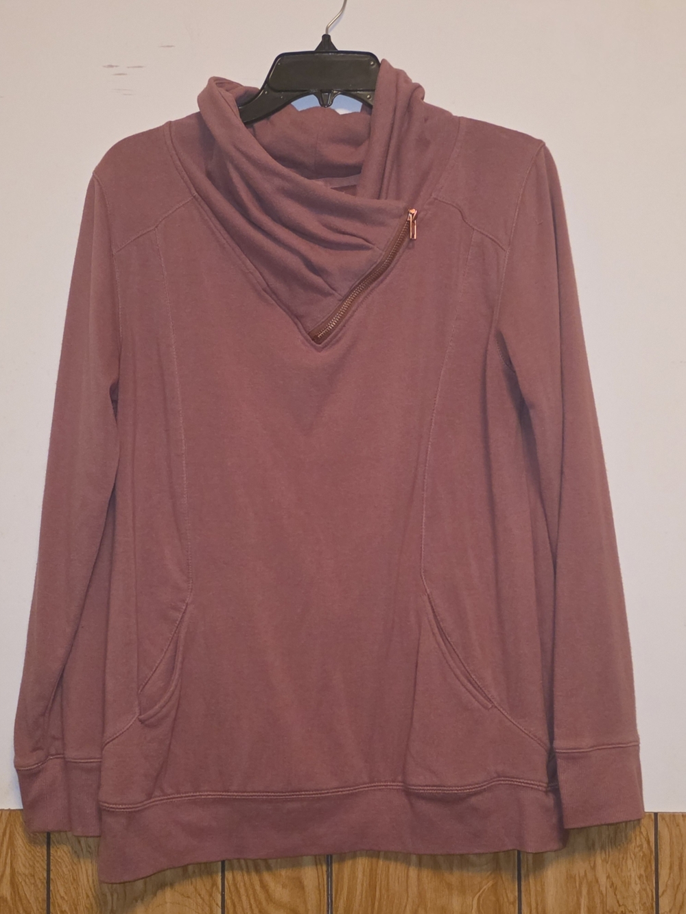Maurices Mauve Zip Funnel-Neck Sweater